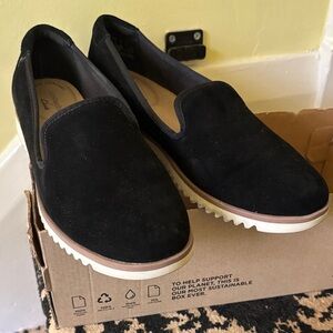 Clarks Black Suede Women's Loafers
